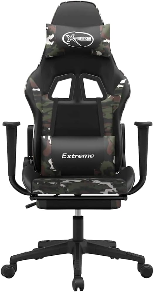 Ergonomic Gaming Chair with Footrest Adjustable Reclining Faux Leather for Office Desk Computer Room