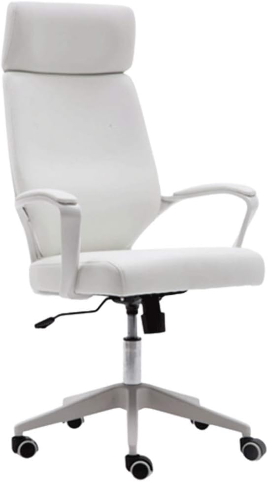 YYDS Chair Artificial Leather Gaming Chair Girls Executive Ergonomic Live Esports Chair High-Back Swivel Chair with Fixed Armrest Ergonomically (Color : White Size : Steel feet)