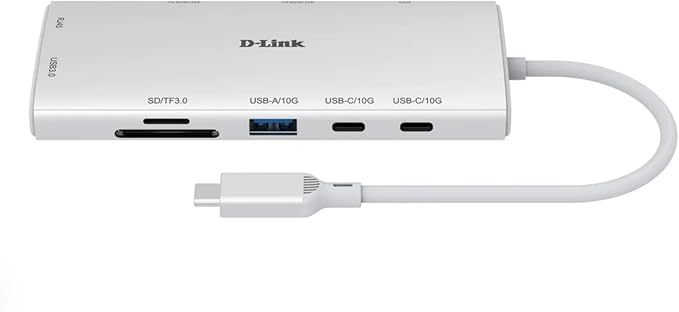 D-Link 10-in-1 USB-C Hub Max 100W Power Delivery Dual 4K HDMI Ports 2 x USB-C &amp 2 x USB-A Data Ports Ethernet and SD Card Slots for Dell Laptop ThinkPad and More (DUP-A01)