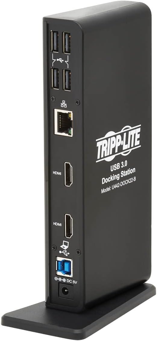 Tripp Lite Double Monitor USB-A/USB-C Dock Universal Laptop Docking Station Hub HD 1080p @ 60 Hz Two HDMI Ports Six USB-A 3.2 Port Hub Gigabit Ethernet Port 1-Year Warranty (U442-DOCK22-B)