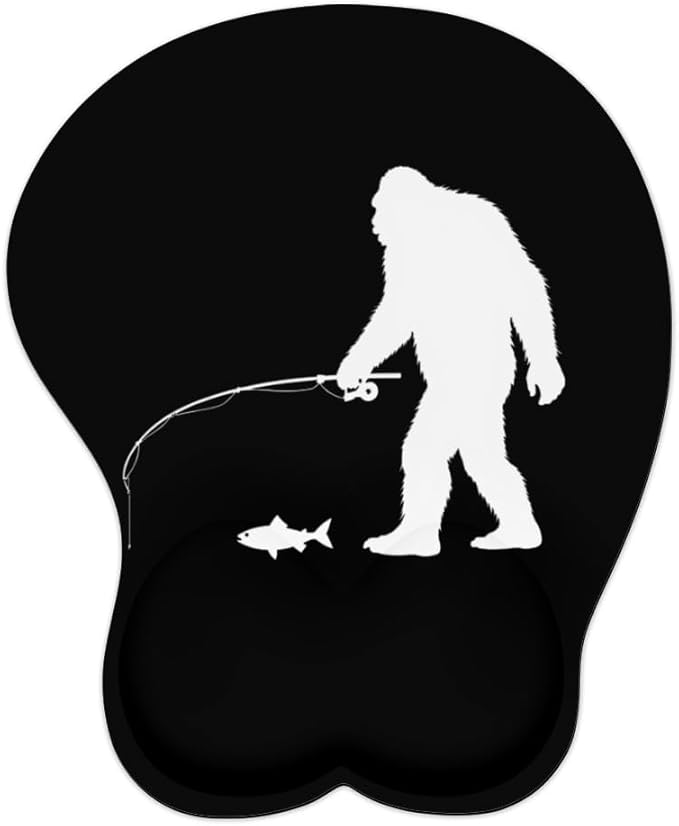 Mousepad Bigfoot Fishing Fish Sasquatch Ergonomic Wrist Support Non-Slip Base Mouse Mat with Wrist Rest Computer Mousemat for Desk Work Accessories Pad