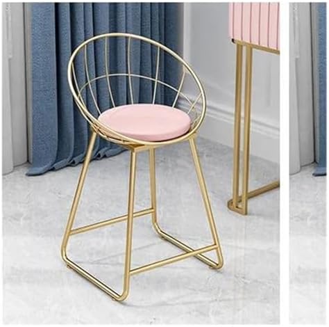 Round Stool Industrial Gaming Chair with Cushioned Seat for Office Bedroom and Vanity White Leather Home Furniture