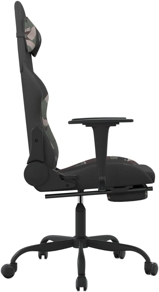 Massage Office Gaming Chair with Footrest Fabric Massage Office Chair Ergonomic Desk Chair Rolling Swivel Adjustable PC Computer Chair for Women Adults Girls(Black&ampCamouflage) -AA