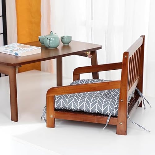 BTZHY Floor Chair Portable Floor Chair with Backrest Japanese Style Wooden Lazy Floor Chair with Armrests Legless Tatami Chair for Bay Window Living Room Bedroom