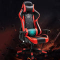 Ergonomic Gaming Chair with Massage Lumbar Support High-Back Racing Style PU Leather Office Chair 350lbs Capacity(RED)
