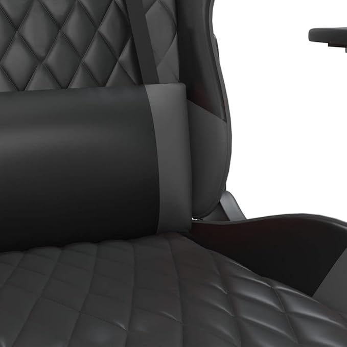 Gaming Chair with Footrest Black and Gray Faux Leather Gaming Chair with Ergonomic Design Adjustable Features - for Gamers and Office Use