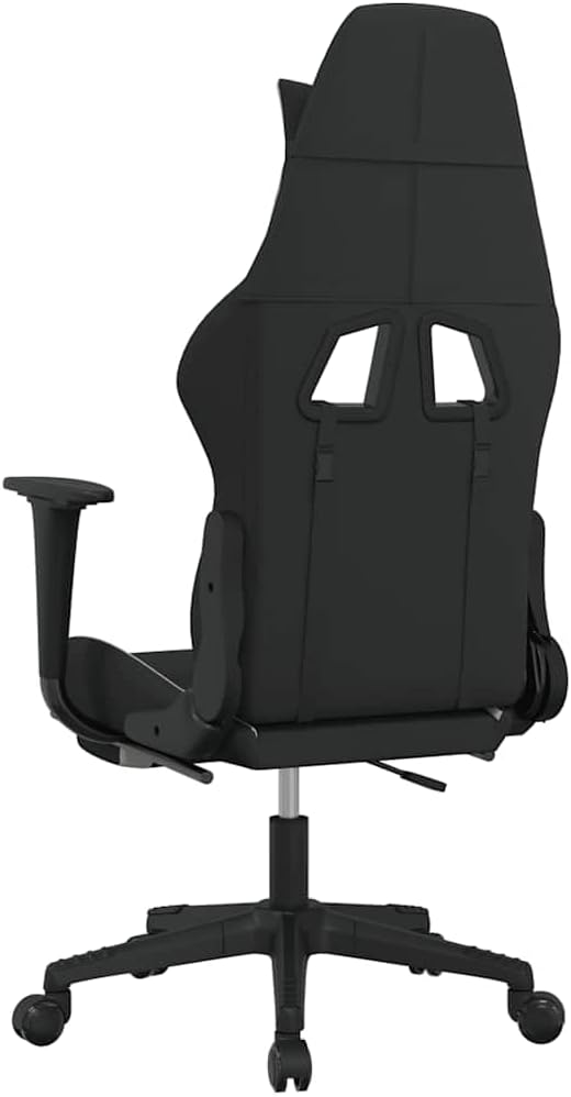 Black and Cream Fabric Massage Gaming Chair with Retractable Footrest Ergonomic Reclining Computer Desk Chair for Adults Lumbar Support 360-Degree Swivel