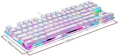 Mechanical Gaming Keyboard87 Keys RGB LED Rainbow Backlit Wired Keyboard for PC/GamerWhite