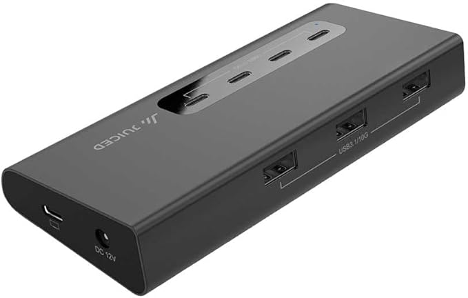 Juiced Systems VertexHUB High-Speed USB-C &amp USB-A Hub - 10 Gbps Transfer USB 3.2 Gen 2 4X USB-C Ports 3X USB-A Ports Fast Charging