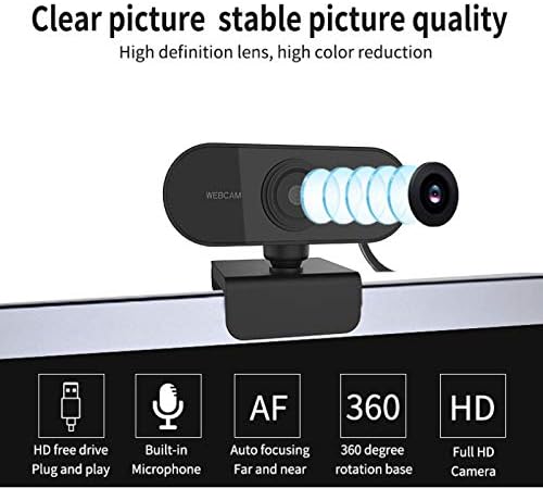 Computer Camera Webcam 1080P HD Web Camera with Microphone Autofocus USB 2.0 Web Cam PC Desktop Full HD Web Cam Auto Focus Mini Web Camera (Color : Black)