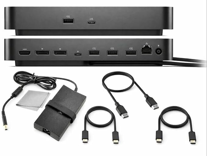 Dell Pro Smart Dock SD25 Bundle – USB C Docking Station with 130W Charging + HDMI Cable USB C Cable DisplayPort Cable + Cleaning Cloth Multi-Display Support 2.5GbE Ethernet Black