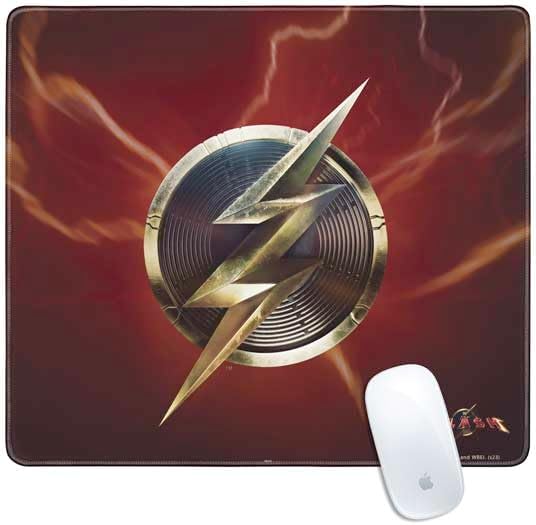 Skinit Medium Gaming Mouse Pad - Officially Licensed The Flash Movie: Logo Poster Design with Stitched Edges Waterproof Non-Slip Rubber Base Desk Mat for Keyboard &amp Mouse 17.7 x 15.75 inches