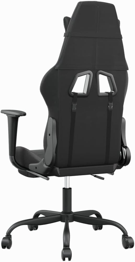Massage Gaming Chair with Footrest Black&ampGray Faux Leather Gaming Chair with Ergonomic Design Adjustable Features - for Gamers and Office Use