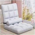ELEFOCUS Floor Chair Angle-Adjustable Lounger with Cushion Upholstered Sofa Bed with Backrest for Reading Balcony Living Room(Weiß)