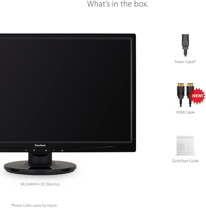 ViewSonic VA2246MH-LED 22 Inch Full HD 1080p LED Monitor with HDMI and VGA Inputs for Home and Office Black