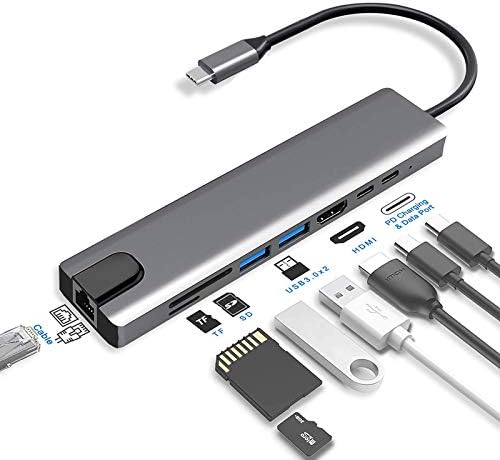 8 in1 USB C to Type C USB 3.0 Hub 4K HDMI Ethernet Micro SD/TF Card Adapter Dock