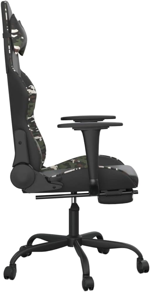 Gaming Chair with FootrestFaux Leather Computer Game ChairOffice ChairErgonomic Desk Chair PC Gaming Chair for Adults Teens(Black&ampCamouflage) -AA