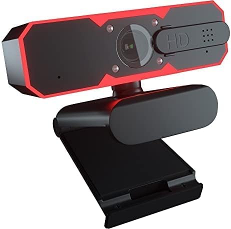 Generic RGB Webcam - 1080p HD Web Cam with Microphone Privacy Cover - 7 RGB Lights 2-Level Adjustable Brightness - Computer Desktop PC Laptop Web Camera for Live Streaming Skype Video Calls