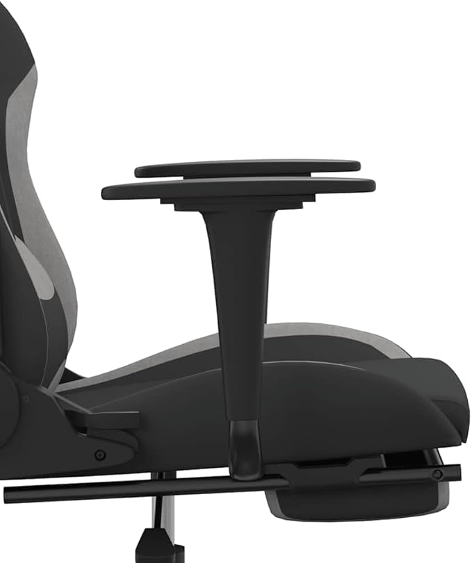 Ergonomic Gaming Chair with Massage Adjustable Height Gel Seat Cushion Footrest Black and Grey Polyester for Computer Office Gamer