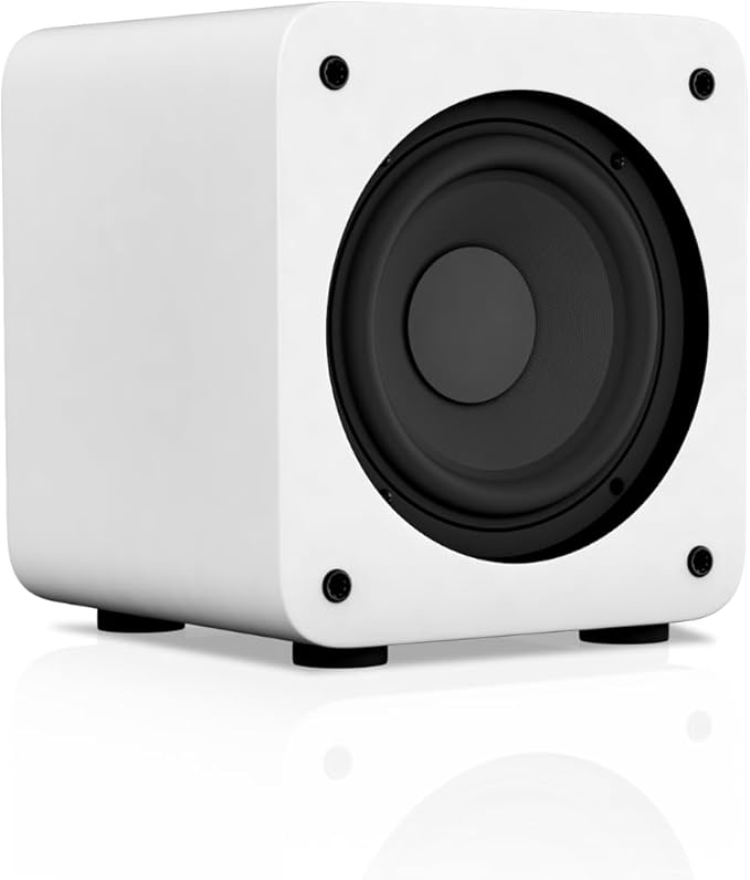 Audioengine A2 HD (HD3) White 60 Watt Pc Speakers for Desktop and S6 White Subwoofer for Music Gaming Movies Studios Dorms Bedrooms Offices