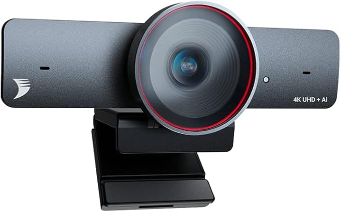 4K Webcam with AI Tracking 120° FOV Wide Angle Auto Framing 90fps 8X Digital Zoom Dual Noise-canceling Mics Video Conference Room Camera Physical Privacy Cover Zoom Certified Works for Teams