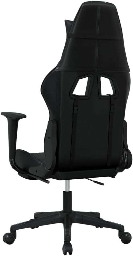 Gaming Office Chair with Footrest Faux Leather Office Chair Ergonomic Desk Chair Rolling Swivel Adjustable PC Computer Chair for Women Adults Girls(Black)
