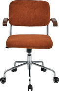 YCKEGEW Soft Desk Chair with Padded Seat and ArmrestErgonomic Task Chair with Back SupportAdjustable Height Computer Swivel Chair Sturdy Base(Orange)