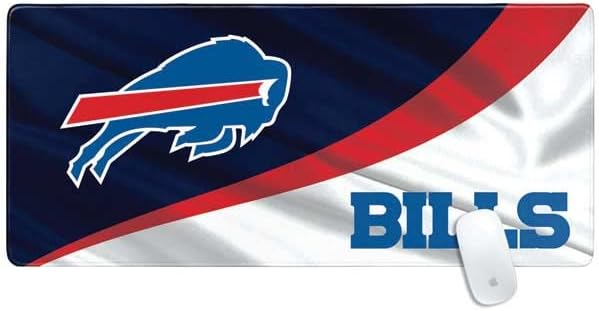 Skinit Extra Large Gaming Mouse Pad - Officially Licensed Buffalo Bills Design with Stitched Edges Waterproof Non-Slip Rubber Base Desk Mat for Keyboard &amp Mouse 35.75 x 15.4 inches