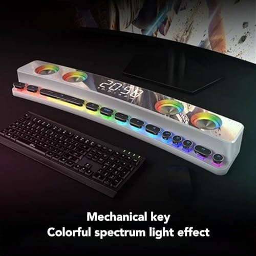 GOWENIC Computer Speaker HiFi Stereo with Dynamic RGB Light Wired Connectivity for Desktop PC Gaming Monitors Projectors Laptops Tablets Phones (White)