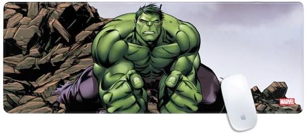 Skinit Large Gaming Mouse Pad - Officially Licensed Hulk Design with Stitched Edges Waterproof Non-Slip Rubber Base Desk Mat for Keyboard &amp Mouse 31.5 x 11.8 inches