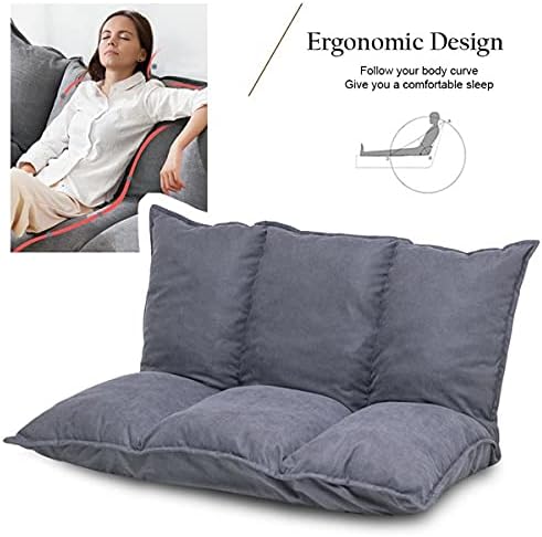 Thxbye 108x108x19cm Adjustable Floor Chair 40-Position Padded Gaming Sofa Chair Folding Floor Recliner Chair for Video-Gaming Meditation Reading TV Watching Gray