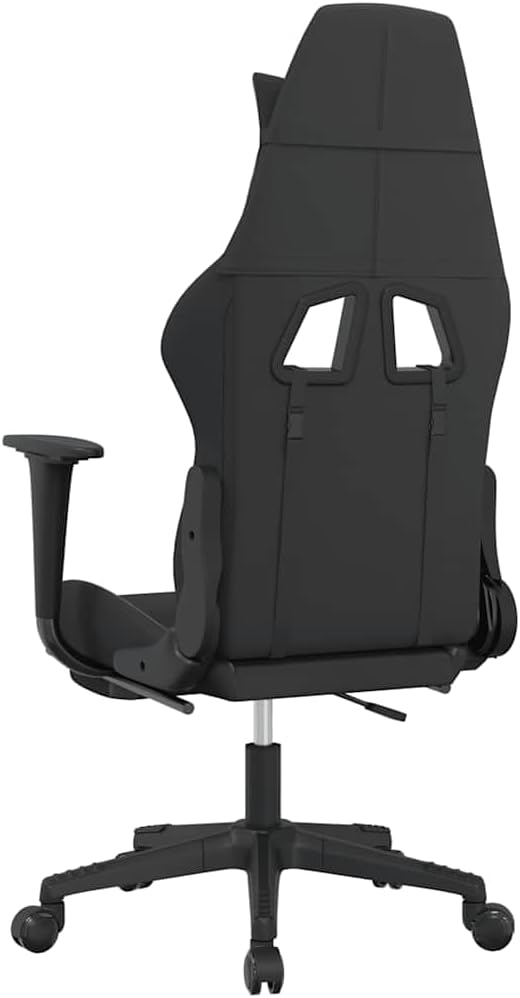 Ergonomic Massage Gaming Chair with Retractable Footrest Black and Blue Fabric Reclining Computer Desk Chair for Adults 360° Swivel Office Seating