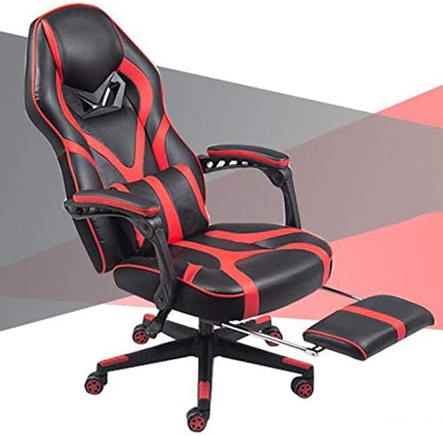 Office Chair Gaming Chair Computer Chair Height Adjustable Gaming ChairHigh Back Office Chair Ergonomic Computer Chair with Headrest FootrestPU Leather Game Chair Racing Style Recliner Swi