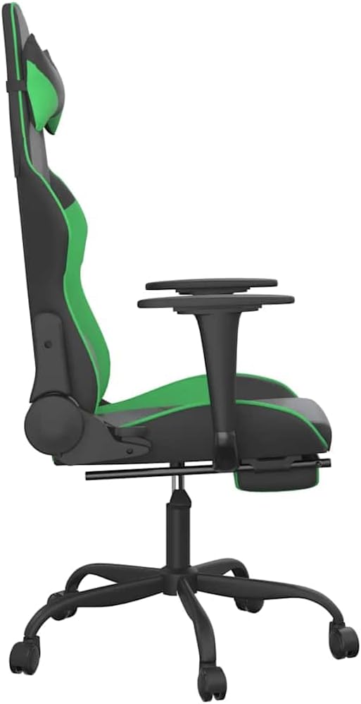 Adjustable Gaming Chair with USB Massage Feature Black and Green Faux Leather Upholstery Ergonomic Support and Memory Foam Cushion for Home Office and Gaming Setup