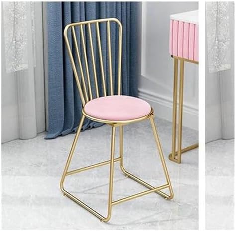 Round Stool Industrial Gaming Chair with Cushioned Seat for Office Bedroom and Vanity White Leather Home Furniture