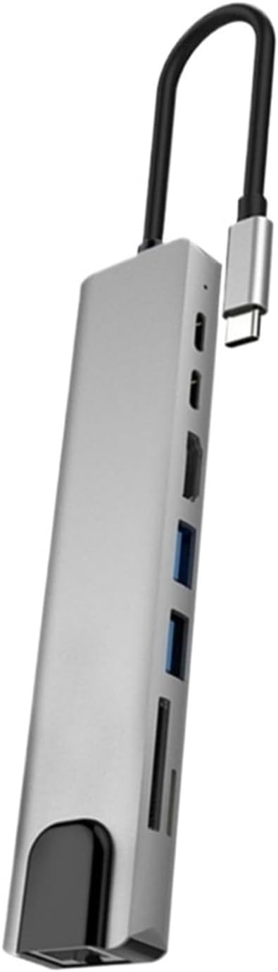 USB C Hub USB Adapter for Laptop with 100Mbps RJ45 PortMemory Card Reader PD100W Charging Output H8WD