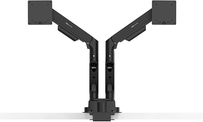 BenQ BDH01 Dual Monitor Arm -Gas Spring Monitor Stand for 2 Screens Up to 35'' &amp 44lbs Heavy Duty Quick Installation No Sagging Top Clamp and Grommet Base Reinforcement Plate VESA 75x75 &amp