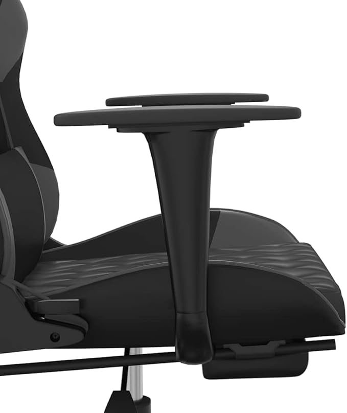vidaXL Massage Gaming Chair for Adult Reclining Computer Chair with Footrest and Headrest Height Adjustable Office Chair with 360°-Swivel Castors Black and Grey Faux Leather