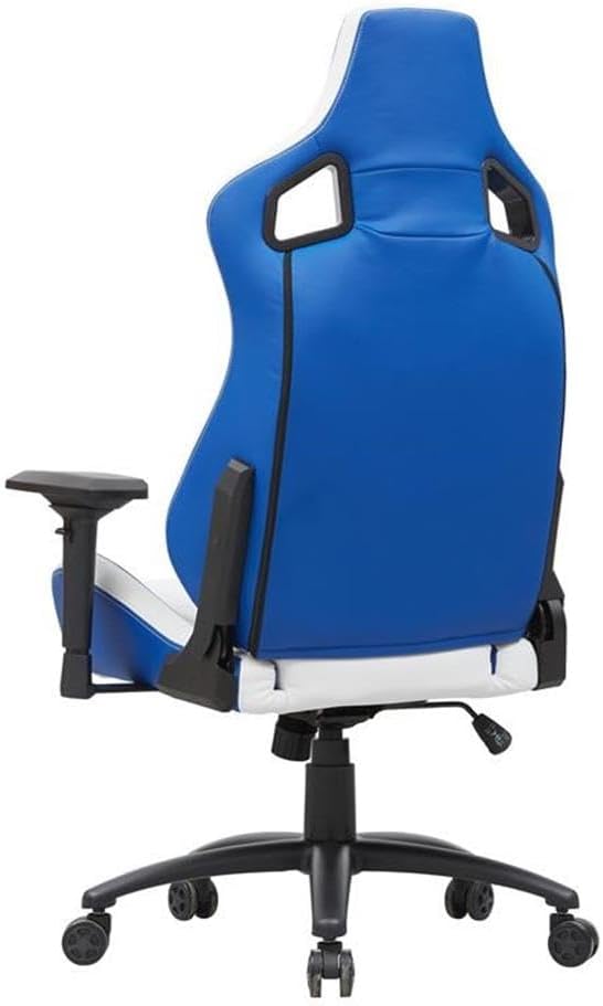 Furniture of America Singe Faux Leather Adjustable Gaming Chair in White &amp Blue