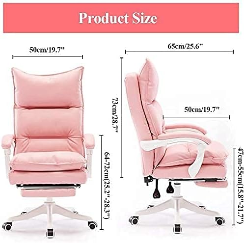 Katzowen Office Computer ChairComputer Chair Double-Padded Office Chair with Backrest Ergonomic Waist Support Footrest Game Chair Gift Pink (Color : Pink)