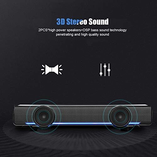 YaizK Mini Portable USB Wired soundbar Music Player Bass Surround Soundbox Speaker with 3.5 mm Audio Plug for Desktop Laptop TV Smartphone Tablet PC MP3 MP4 and More(Black)