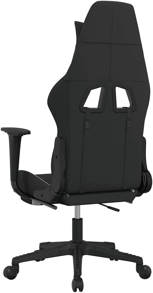 Ergonomic Gaming Chair with Memory Foam Cushion and Adjustable Armrests Black and White Polyester Standard Swivel for Home Office and PC Setup