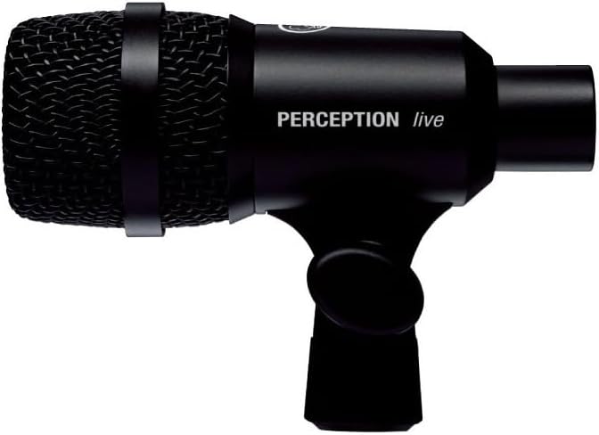 AKG Pro Audio P4 High-Performance Dynamic Cardioid Microphone for Drums and Percussions Wind Instruments and Guitar Amps Stage and Studio XLR Wired Mic Stand Adapter and Bracket Black