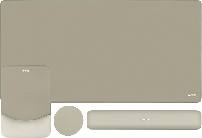 MOSISO Keyboard Mouse Pad Set Large Gaming Mouse Pad&ampRectangular Keyboard Wrist Rest&ampMousepad with Wrist Rest&ampCoaster Ergonomic Non-Slip&ampEasy Typing Pad with Curved Silicone Lining