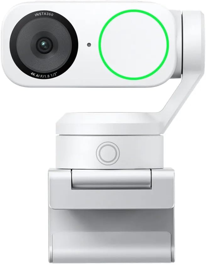 Insta360 Link 2（White）- PTZ 4K Webcam for PC/Mac 1/2 Sensor AI Tracking HDR AI Noise-Canceling Mic Gesture Control for Streaming Video Calls Gaming Works with Zoom Teams Twitch &amp More