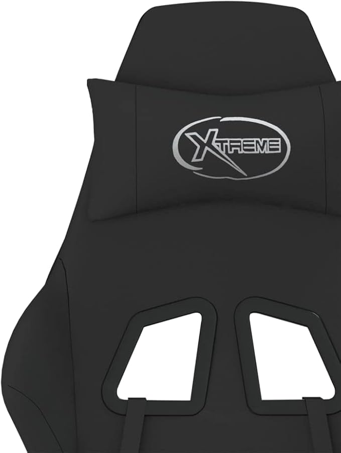 Massage Office Gaming Chair with Footrest Fabric Massage Office Chair Ergonomic Desk Chair Rolling Swivel Adjustable PC Computer Chair for Women Adults Girls(Black) -AA
