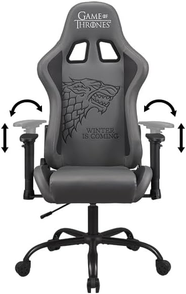 Game of Thrones - Gaming Chair or Office Chair Adult Gamer Chair Comfortable seat Integrated headrest Adjustable armrests and Height Ergonomic backrest - Black