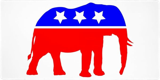Republican Elephant GOP Conservative America Political Party Large Gaming Mouse Pad Desk Mat with Stitched Edges Non-Slip Base