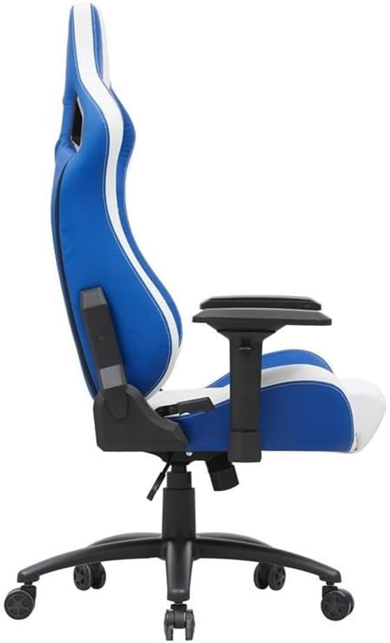 Furniture of America Singe Faux Leather Adjustable Gaming Chair in White &amp Blue