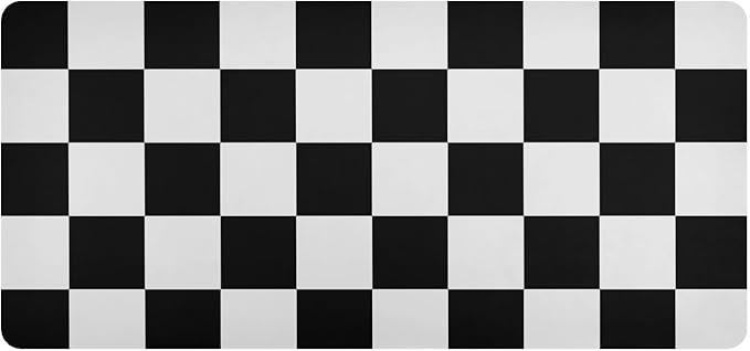 Mouse Pad Desk Mat Leather Desk Pad Large Gaming Desk Cover Protector Mat for Keyboard Computer Laptop Office Waterproof 35.4 x 16.5 Inch Checkered Black and White